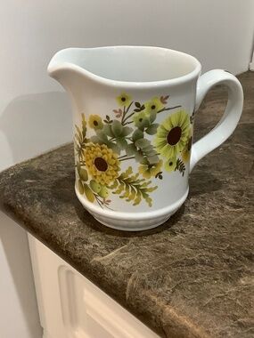 Meaning Glo White Ironstone Sunflowers Creamer